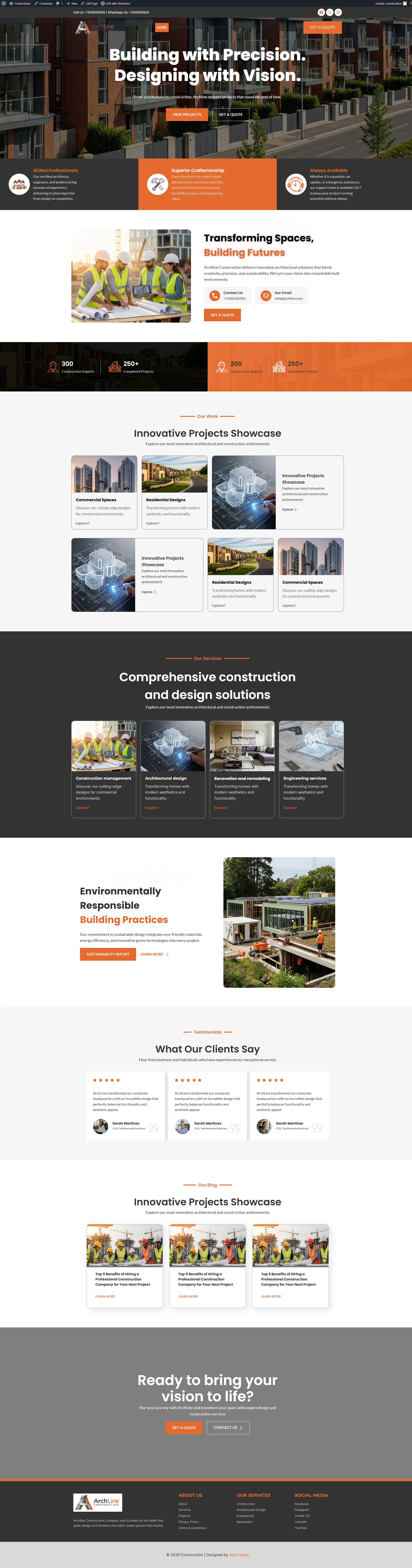 ArchLine Construction Website Image